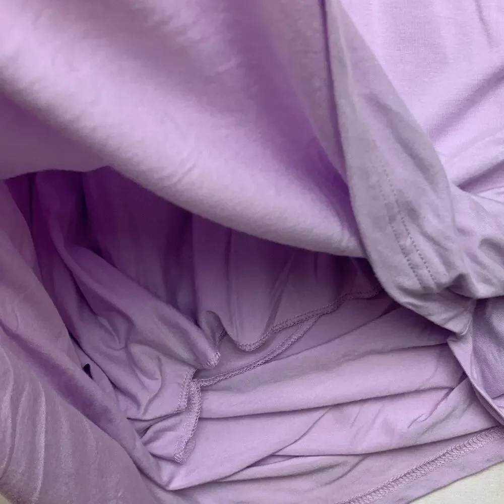 Veiled size medium long sleeve lavender conservative shirt lined ruched tunic